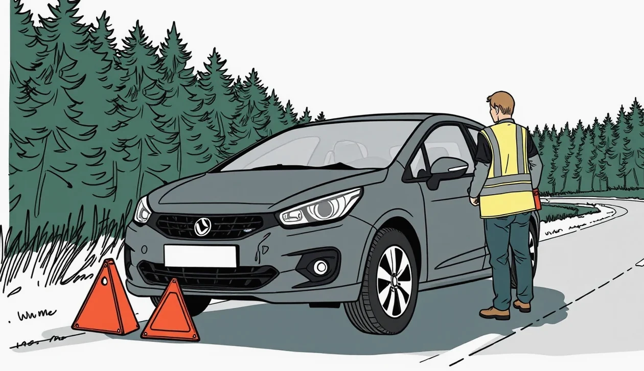 Poškodená predná časť osobného automobilu po nočnom náraze do lesnej zveri na okraji cesty