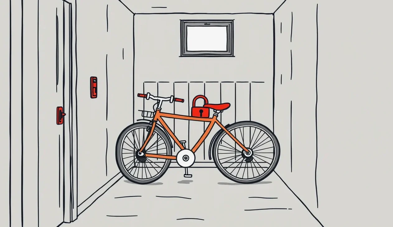 Pevný U-zámok uzamykajúci rám bicykla ku kovovému stojanu v meste