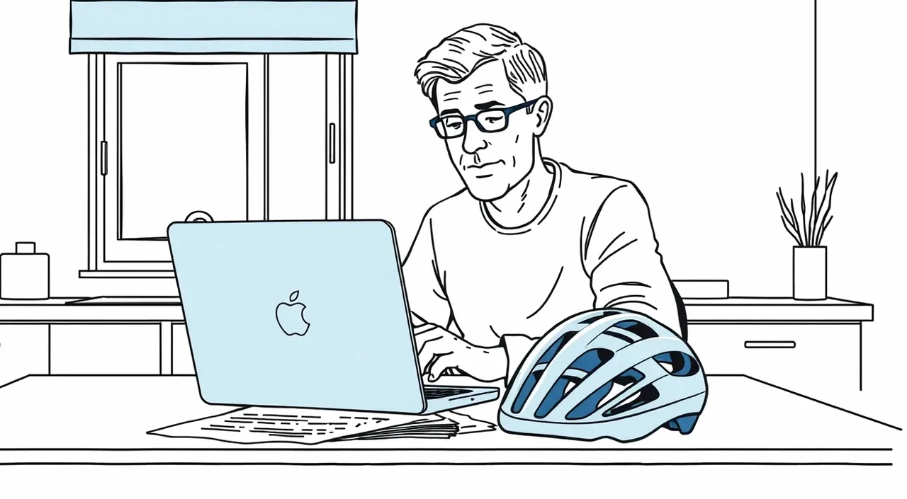 Rodič vysvetľuje dieťaťu na bicykli správne zapnutie cyklistickej prilby