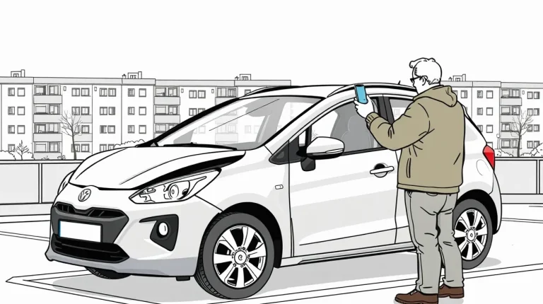 Vodič detailne fotografuje vyrazené VIN číslo v motorovom priestore auta
