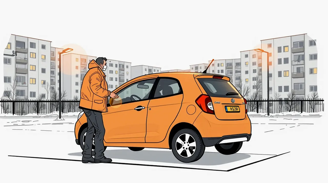 Žlté odťahové vozidlo nakladá nepojazdné osobné auto na diaľnici v zahraničí