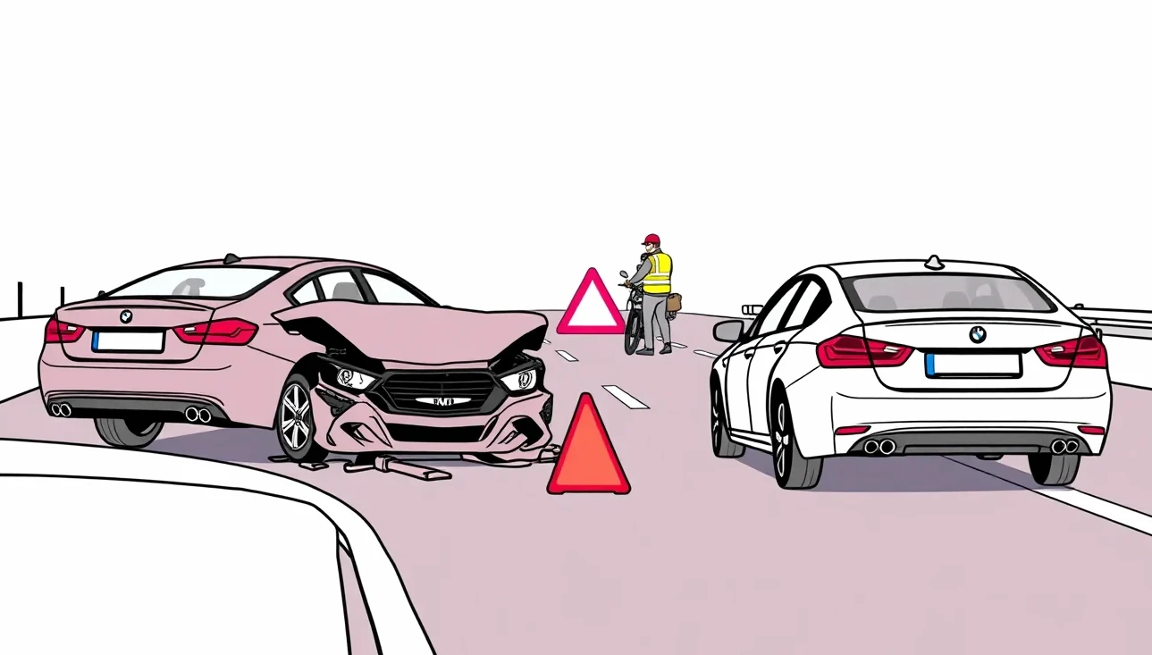 Vodič vypĺňa tlačivo Správa o nehode pri odstavenom automobile s výstražným trojuholníkom