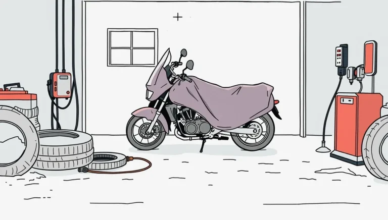 Masívna reťaz a kotúčový zámok zabezpečujúci predné koleso motocykla na parkovisku