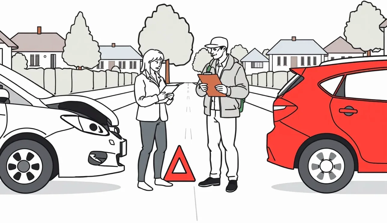 Pracovník autoservisu kontroluje poškodené zavesenie kolesa a nárazník po dopravnej nehode