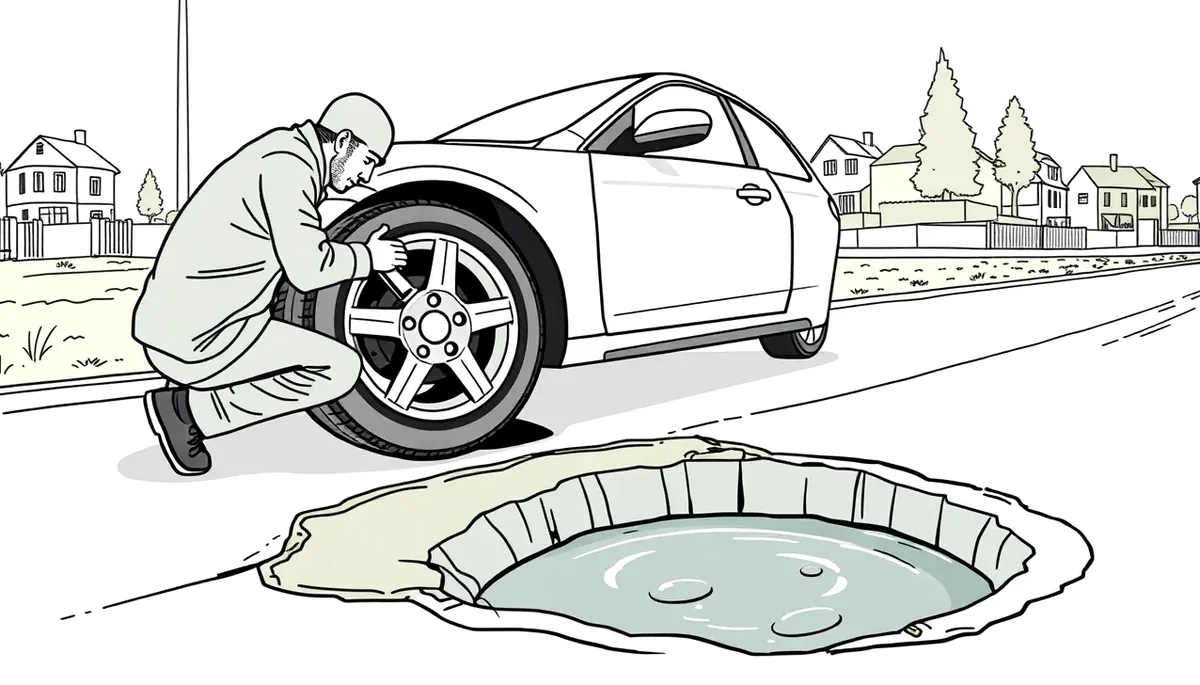 Umiestnenie výstražného trojuholníka na krajnici cesty za poškodeným automobilom