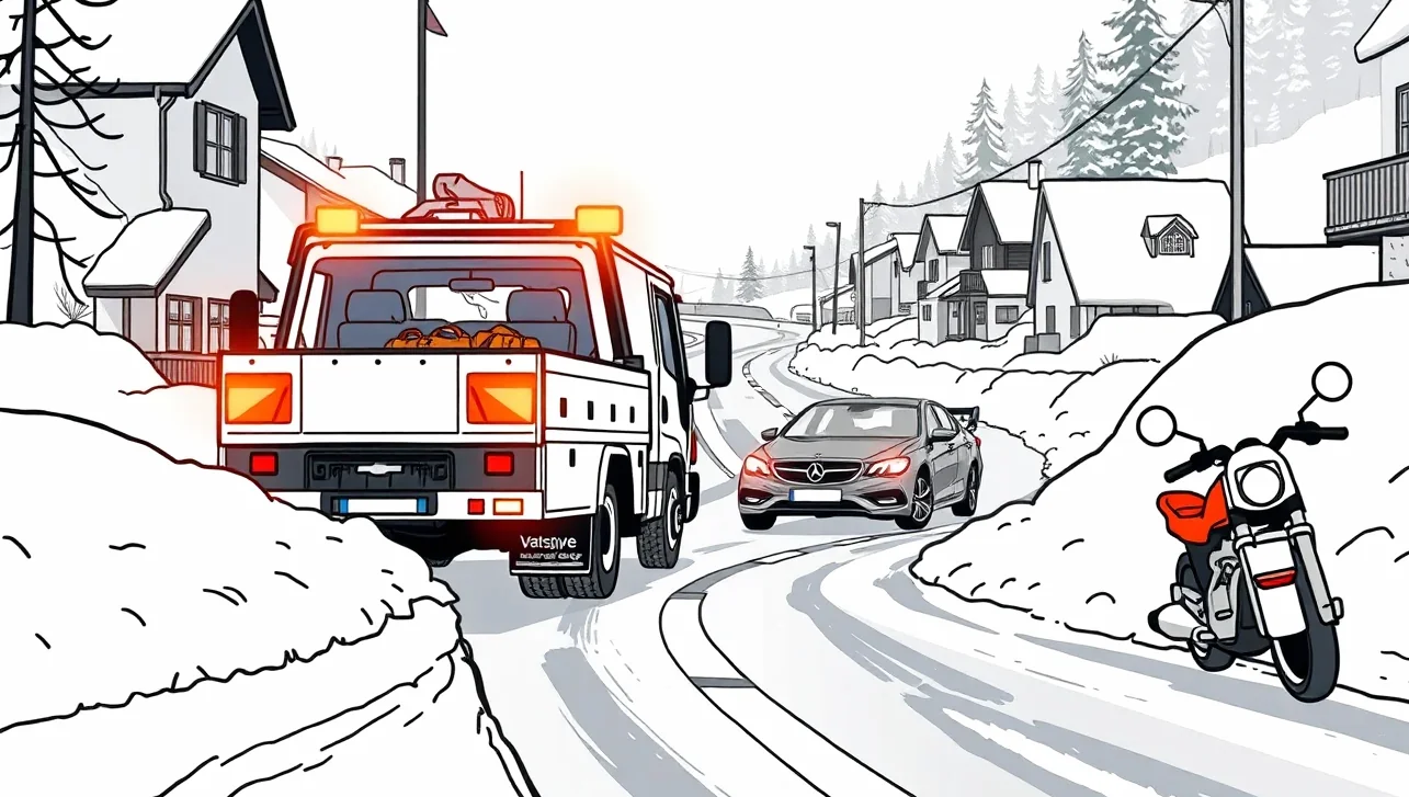 Kontrola hĺbky dezénu zimnej pneumatiky pomocou meradla na zasneženej ceste