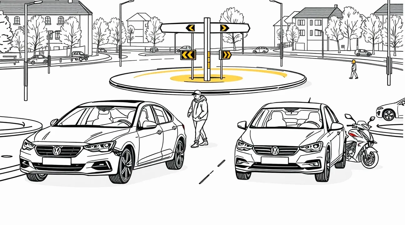 Vodič v reflexnej veste umiestňuje výstražný trojuholník za havarované auto