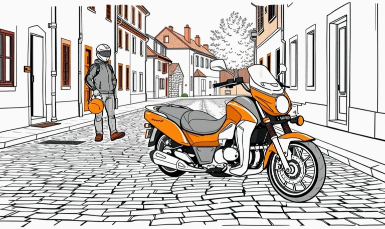 Moderný trojkolesový motocykel zaparkovaný na asfaltovej ceste pred rodinným domom