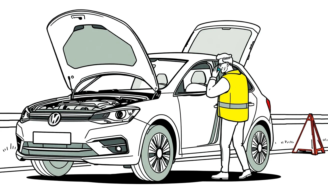 Žlté odťahové vozidlo nakladá nepojazdný osobný automobil na diaľnici