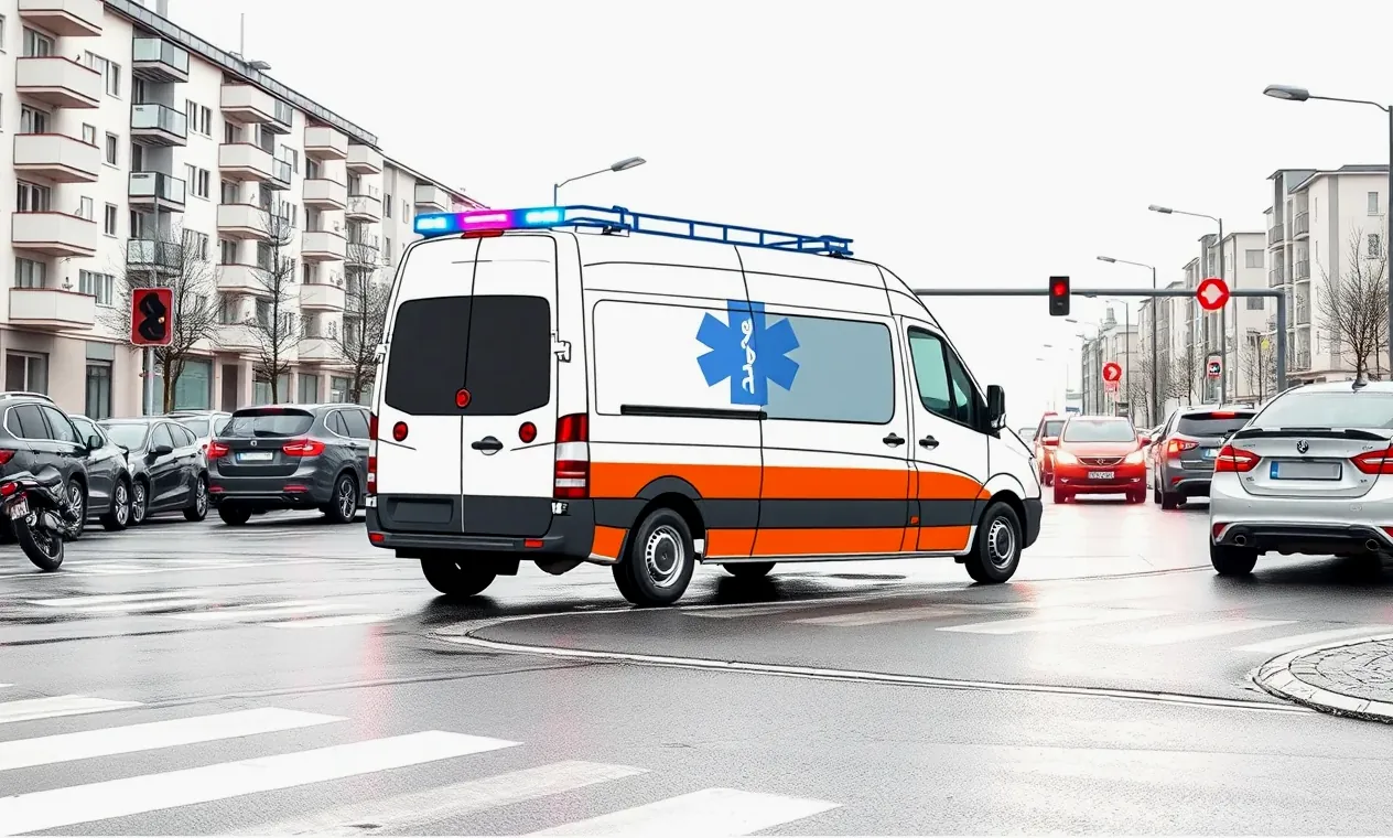 Pohľad na palubnú kameru na čelnom skle osobného auta snímajúcu dopravnú premávku na ceste