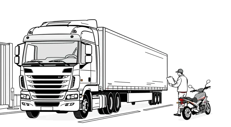 Nákladné auto kategórie N3 zaparkované v logistickom areáli firmy
