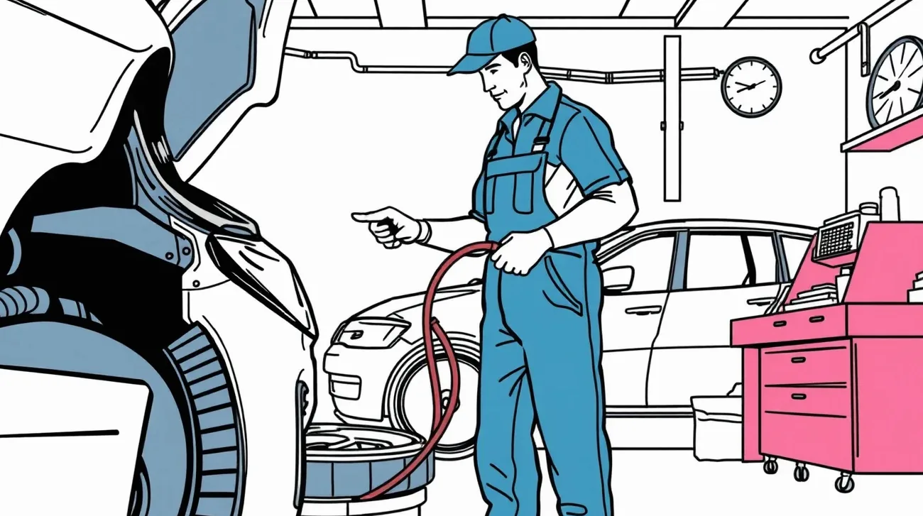 Detail mechanika kontrolujúceho rozsah poškodenia brzdových hadičiek a elektroinštalácie v servise