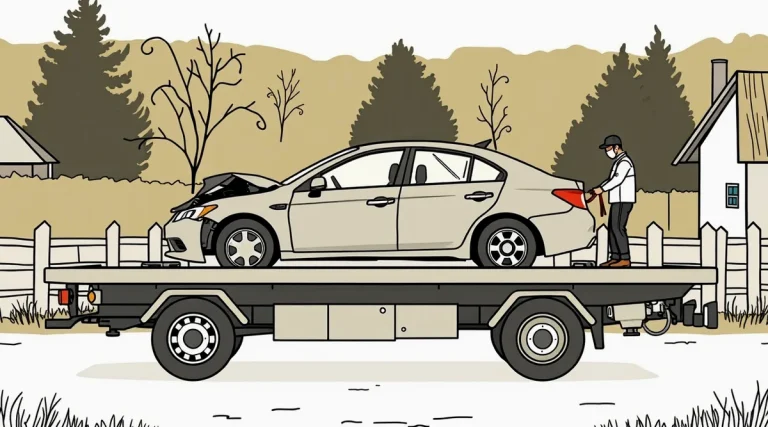 Mechanik v autoservise kontroluje poškodené vozidlo pripojené na diagnostiku