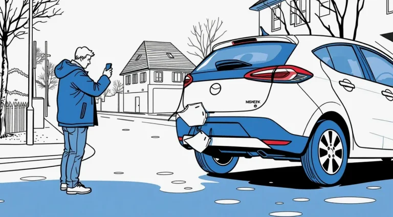 Mechanik kontroluje poškodenie prednej časti vozidla po dopravnej nehode