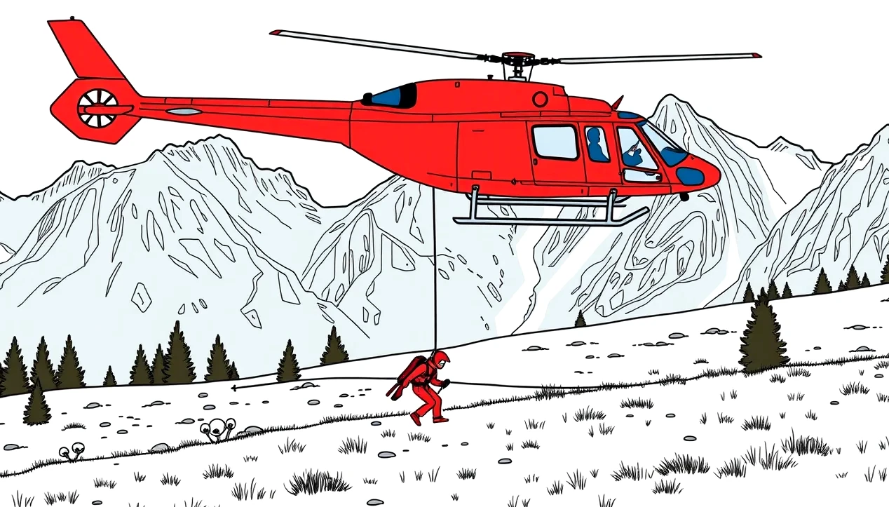 Skialpinista stúpa na lyžiach po zasneženom hrebeni v horskom sedle